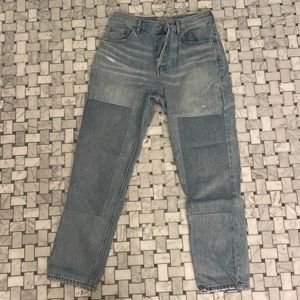 Everlane Cropped Distressed Button Fly Cheeky Jeans Women Size 26 Organic Cotton